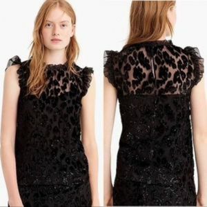 J.crew black velvet leopard burnout print top with black tank insert